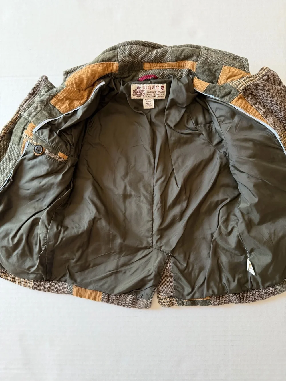 Baby Gap 2007 3T Patchwork Blazer Jacket Corduroy Herringbone Y2K